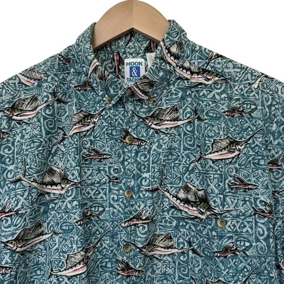 Vintage Tackle & Hook Outfitters Mens Size XL  Fish Print Button Up Shirt - Picture 1 of 7
